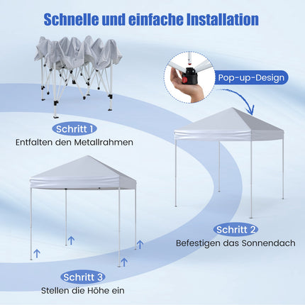 2x2m Pop-Up Pavilion, Waterproof, UV 50+, White