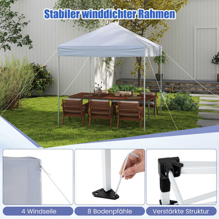 2x2m Pop-Up Pavilion, Waterproof, UV 50+, White