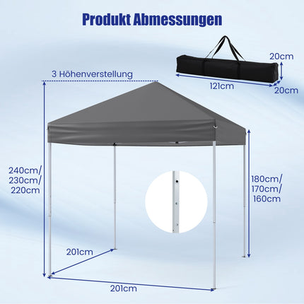2x2m Waterproof Pop-Up Pavilion with UV Protection 50+