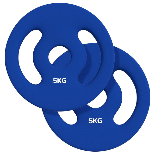 2 x 5 kg Blue Dumbbell Weight plates, 30 mm Drilling