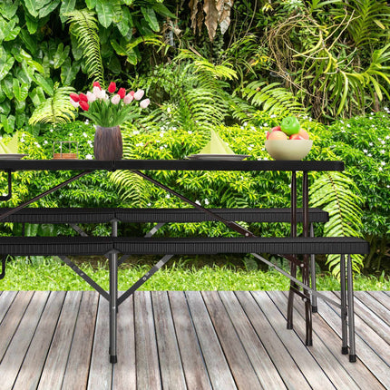 2x Folding Benches Black