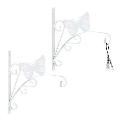 2x Holder for hanging basket with butterfly