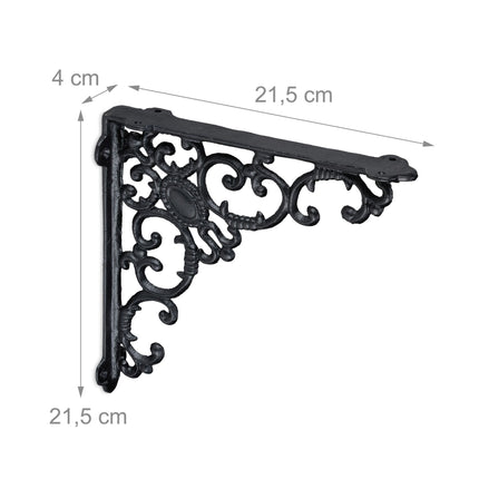2x shelf bracket forged in cast iron
