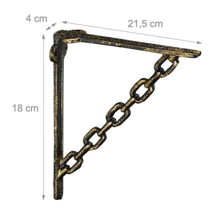 2x shelf bracket in cast iron with chain