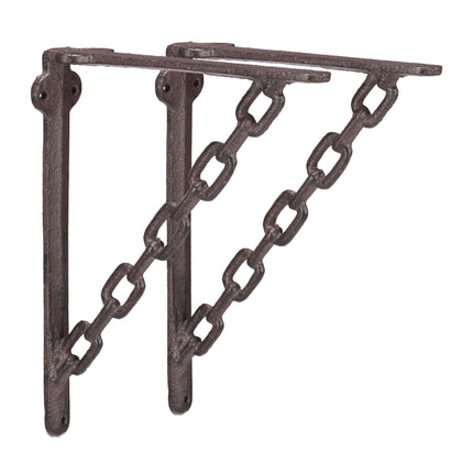 2x shelf bracket in cast iron with chain