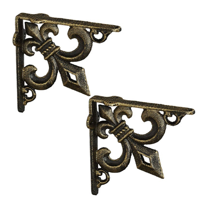 2x shelf bracket with French lily cast iron