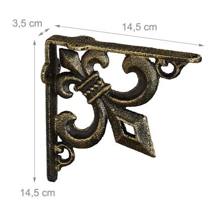 2x shelf bracket with French lily cast iron