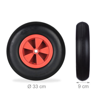 2x wheelbarrow wheels 3.50-6 in black/red