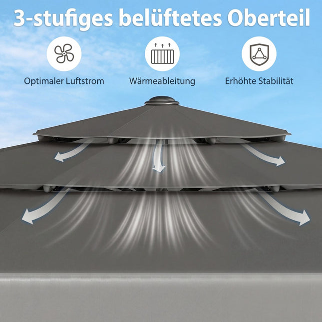 300 CM Outdoor Market Umbrella with Tilt, Ventilated Roof