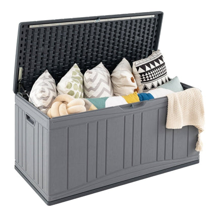 300L Outdoor Storage Box, HDPE, Lockable Lid, Grey