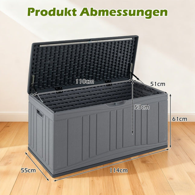 300L Outdoor Storage Box, HDPE, Lockable Lid, Grey