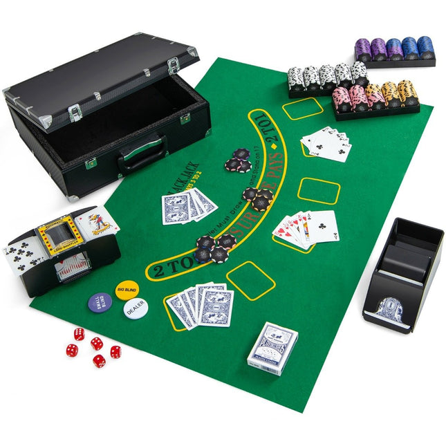 300-Piece Poker Set with Case, Card Shuffler, 2 Decks