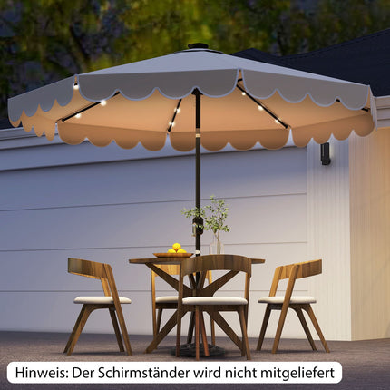 300 cm Beige Patio Umbrella with Solar LED Lights