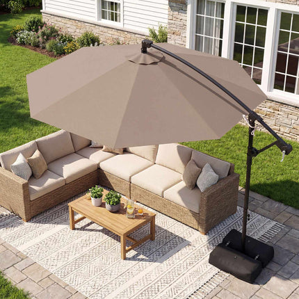 300 cm Brown Cantilever Parasol with Stand & Crank