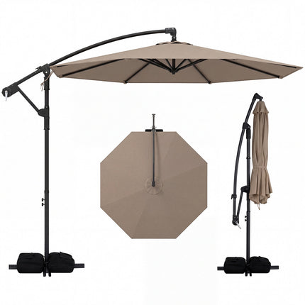 300 cm Brown Cantilever Parasol with Stand & Crank