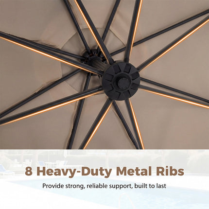 300 cm Brown Cantilever Parasol with Stand & Crank
