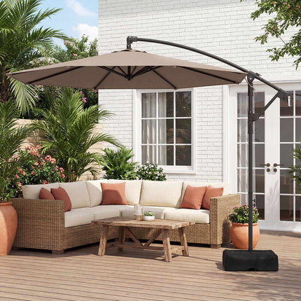 300 cm Brown Cantilever Parasol with Stand & Crank
