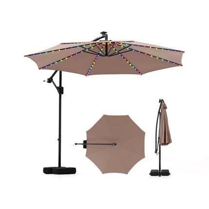 300 cm Cantilever Umbrella with LED Lights, Adjustable Tilt