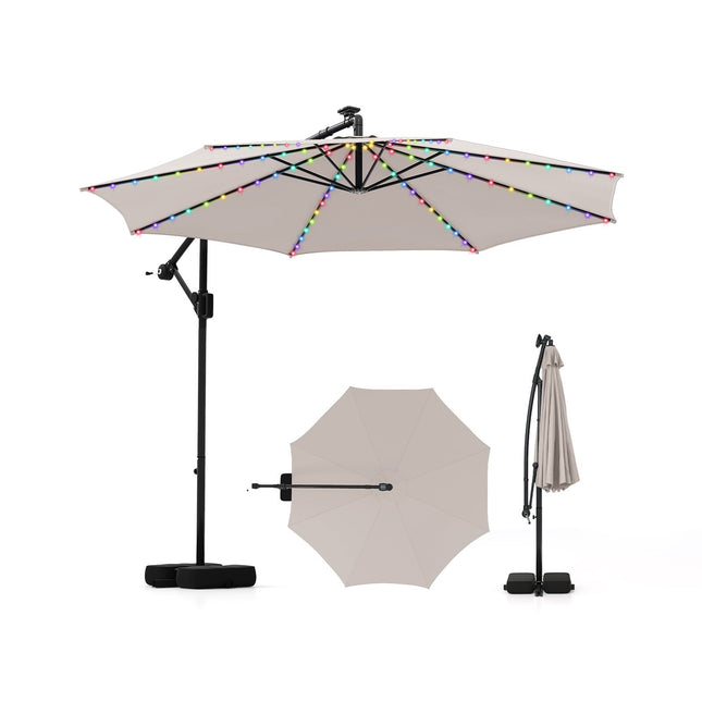 300 cm Cantilever Umbrella with LED Lights, Beige