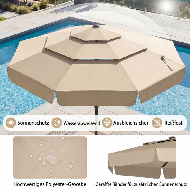 300 cm Outdoor Market Umbrella, Tilt Function, Beige