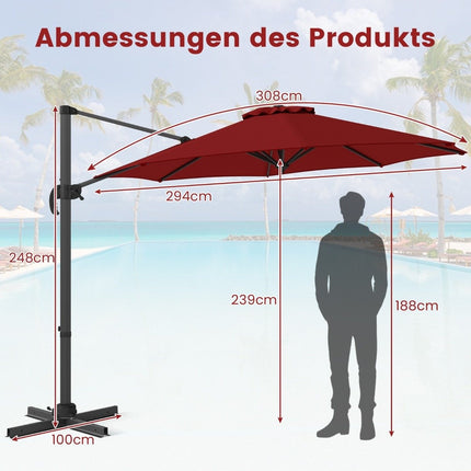 300 cm Outdoor Umbrella, Adjustable Tilt, 360° Rotation