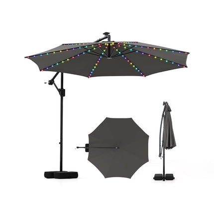 300 cm Patio Umbrella with LED Lights, Adjustable Tilt
