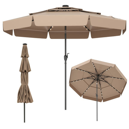 300 cm Patio Umbrella with Solar LED Lights, Adjustable