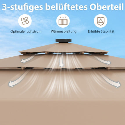 300 cm Patio Umbrella with Solar LED Lights, Adjustable