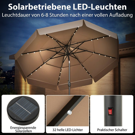 300 cm Patio Umbrella with Solar LED Lights, Adjustable