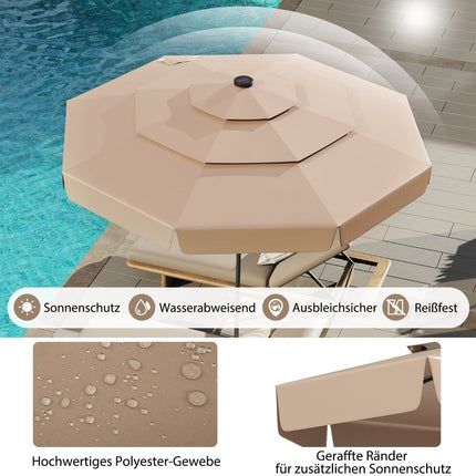 300 cm Patio Umbrella with Solar LED Lights, Adjustable