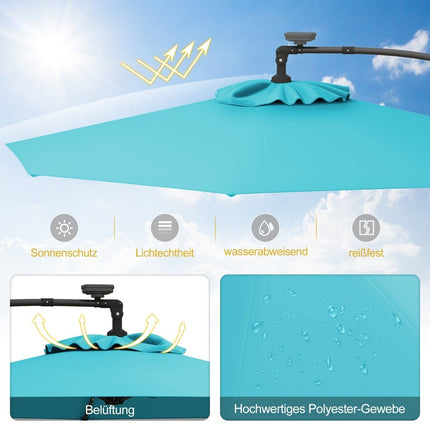 300 cm Patio Umbrella with Solar LED Lights & Crank