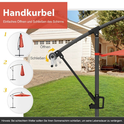 300 cm Solar LED Patio Umbrella with Crank, Orange