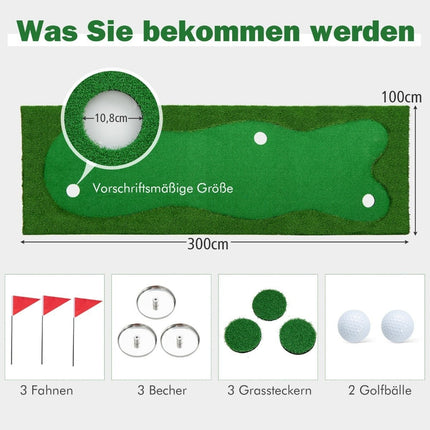 300 x 100 cm Golf Putting Mat Golf Mat with Artificial Turf Training Mat for Home Green