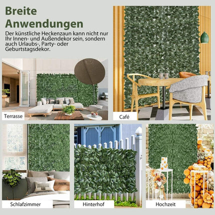 300 x 100 cm artificial plant wall ivy leaves privacy screen hedge plant wind protection