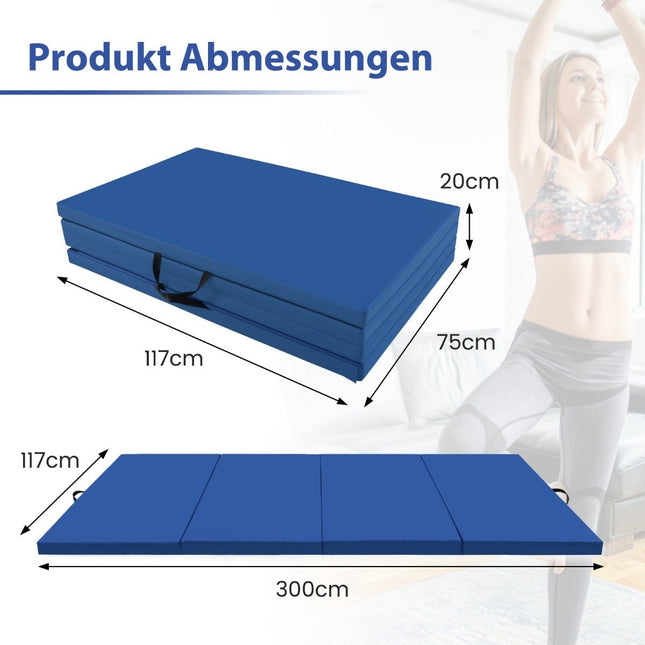 300 x 117 x 5 cm zachte vloermat gymnastiekmat opvouwbare gymnastiekmat van kunstleer blauw