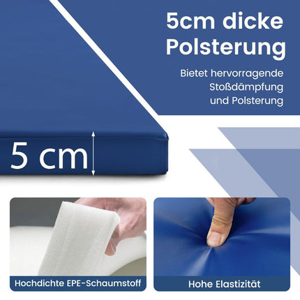 300 x 117 x 5 cm soft floor mat gymnastics mat foldable gymnastics mat made of artificial leather blue