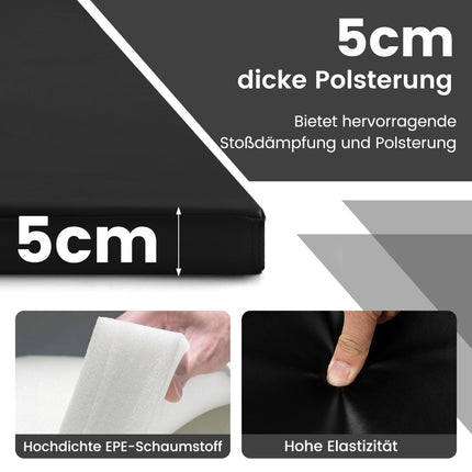 300 x 117 x 5 cm soft floor mat made of artificial leather with climbing fastener and carrying handles, black