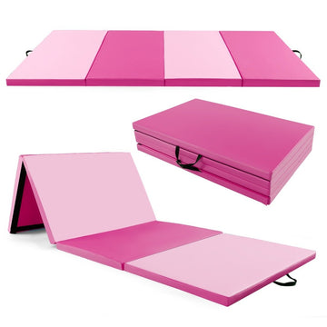 300 x 117 x 5 cm soft floor mat made of faux leather with climbing fastener and carrying handles pink