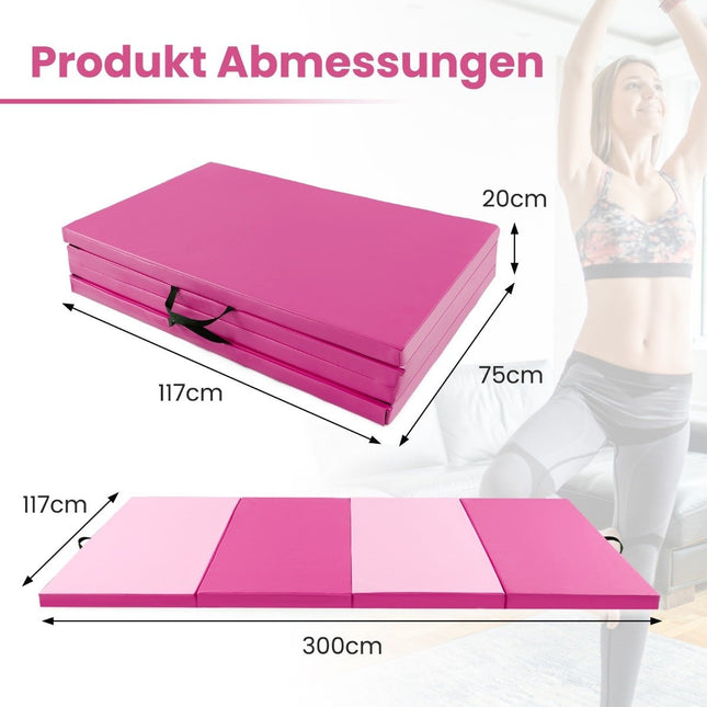 300 x 117 x 5 cm zachte vloermat van kunstleer met klimsluiting en handgrepen roze