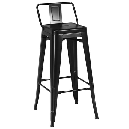 30" Black Metal Barstools Set of 4 with Low Back