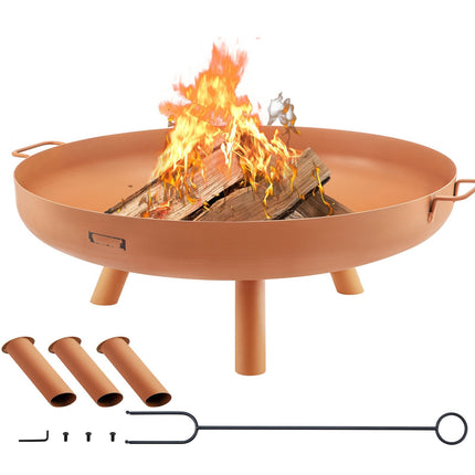 30-Inch Fire Pit Bowl, Carbon Steel, Drain Hole, Handles
