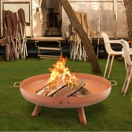 30-Inch Fire Pit Bowl, Carbon Steel, Drain Hole, Handles