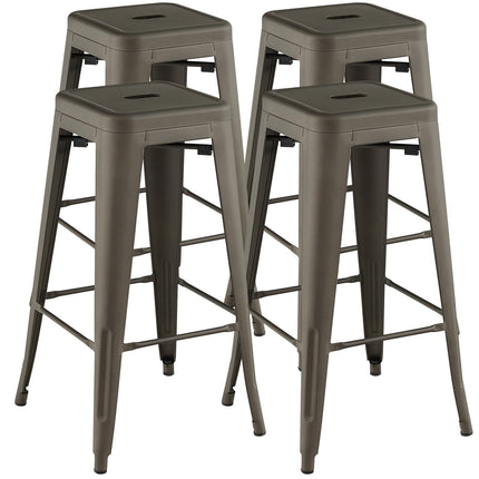 30 Inch Metal Bar Stools, Set of 4, Black, Stackable