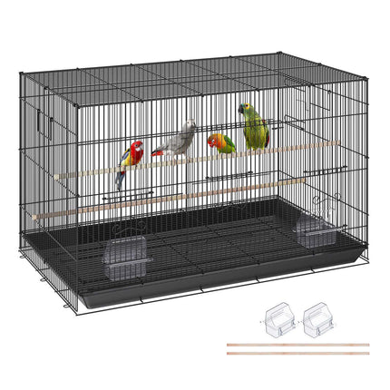 30 Inch Metal Bird Cage with Rolling Stand, Slide-Out Tray
