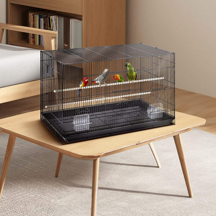30 Inch Metal Bird Cage with Rolling Stand, Slide-Out Tray
