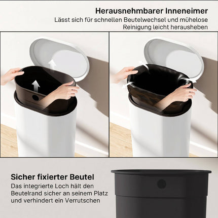 30L Kitchen Pedal Bin, Soft-Close Lid, Cream White
