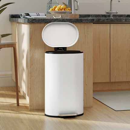 30L Kitchen Pedal Bin, Soft-Close Lid, Cream White