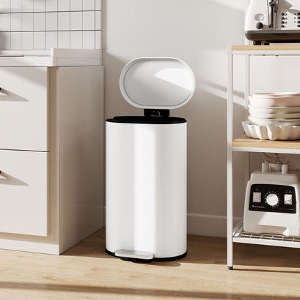 30L Kitchen Pedal Bin, Soft-Close Lid, Cream White