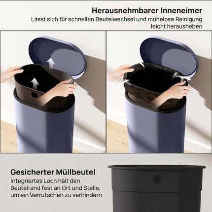 30L Kitchen Pedal Trash Can, Soft-Close Lid, Gray