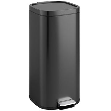 30L Kitchen Trash Can with Soft-Close Lid, Black